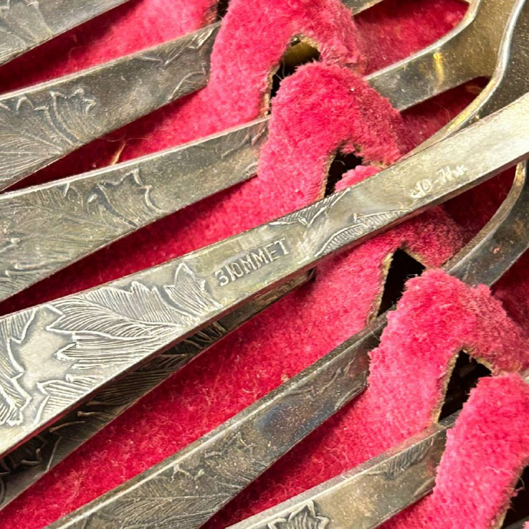 Ложки чайные Мстерский ЮЗ. Мнц с серебрением. Винтаж, СССР. Цена за 6шт. Картинка 8